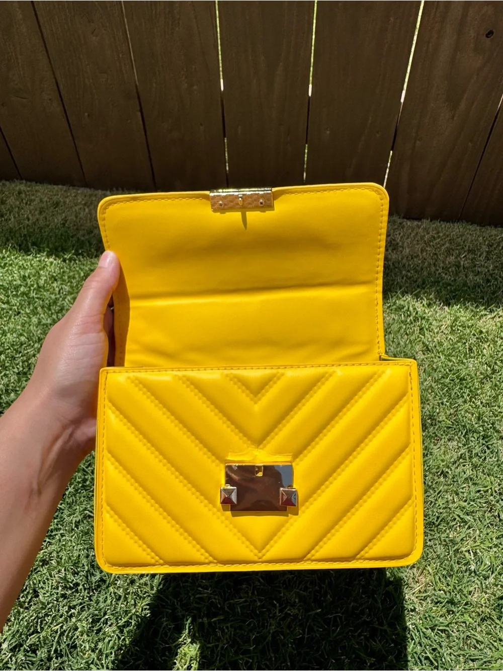 Yellow Quilted Chain Shoulder Bag